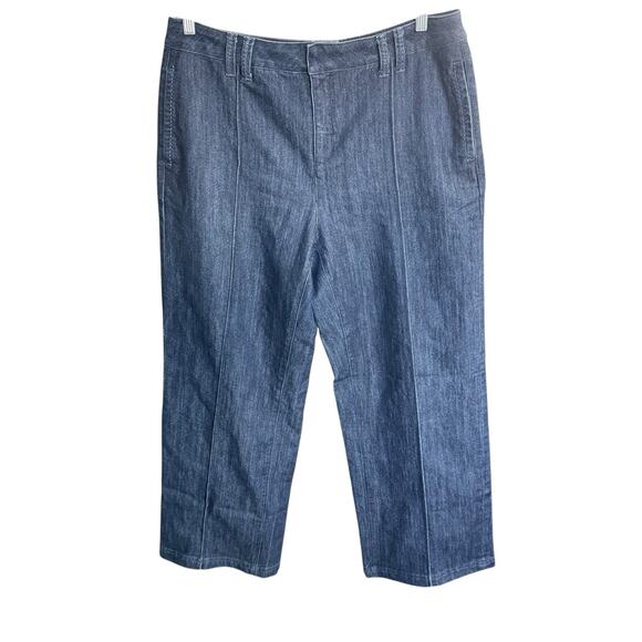 Cold water Jeans Women's Wide Leg Dark Wash Sz 14 Stretch High Waist Preppy - Picture 1 of 12